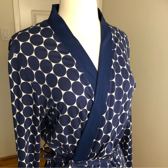 Kate Spade Blue Polka Dot Cotton Tie Front Robe size S - Picture 8 of 15